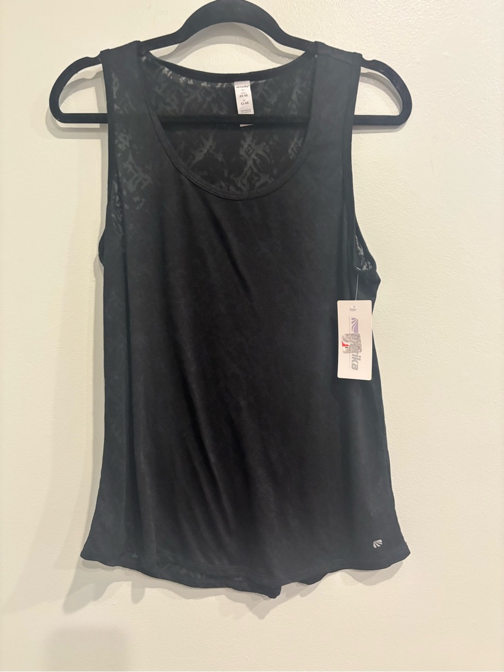 Marika NWT Black Sleeveless Athletic Tank Top with Lace Back Detail